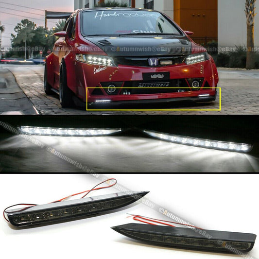 Honda 06-15 Civic 4DR Sedan RR Bumper Only White LED DRL Daytime Running Light - Autumn Wish Auto Art