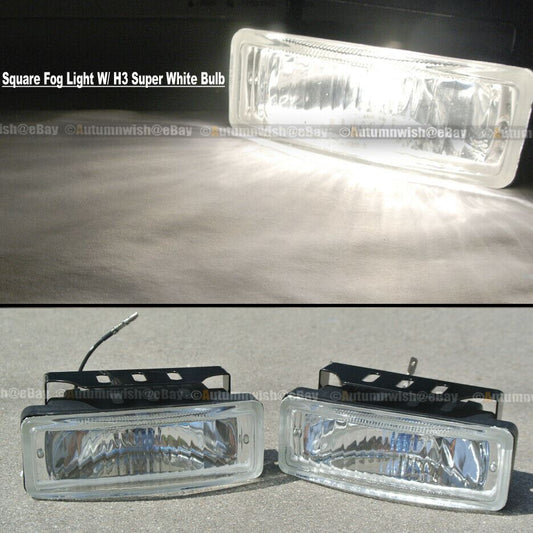 GMC Jimmy 5 x 1.75 Square Clear Driving Fog Light Lamp Kit W/ Switch & Harness - Autumn Wish Auto Art