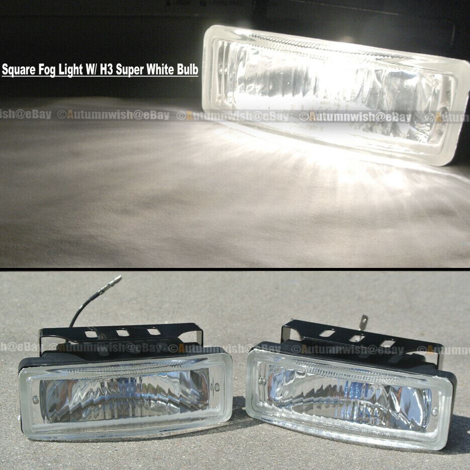 GMC Sierra 5 x 1.75 Square Clear Driving Fog Light Lamp Kit W/ Switch & Harness - Autumn Wish Auto Art