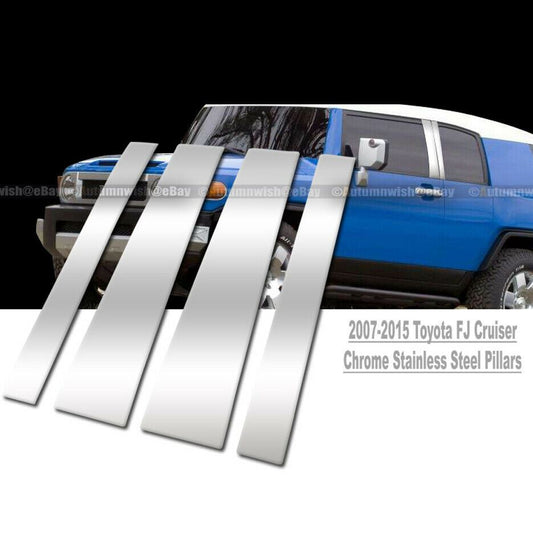 For 07-15 Toyota FJ Cruiser 4PC Chrome Stainless Steel Door Pillars Posts Cover - Autumn Wish Auto Art