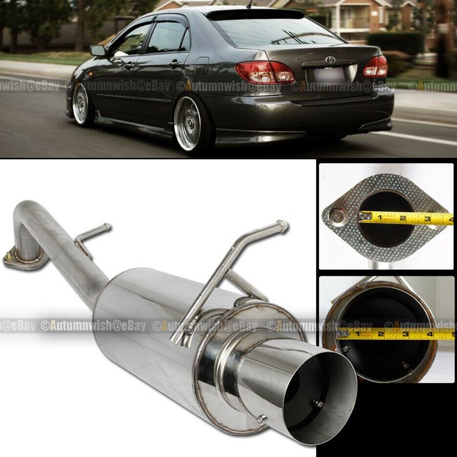 For 03-07 Corolla Stainless Steel Bolt On Axle Back Exhaust Muffler Chrome Tip - Autumn Wish Auto Art