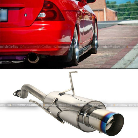 Hondas 01-05 Civic 2/4 DR Stainless Steel Axle Back Exhaust Muffler Blue Burnt Tip - Autumn Wish Auto Art