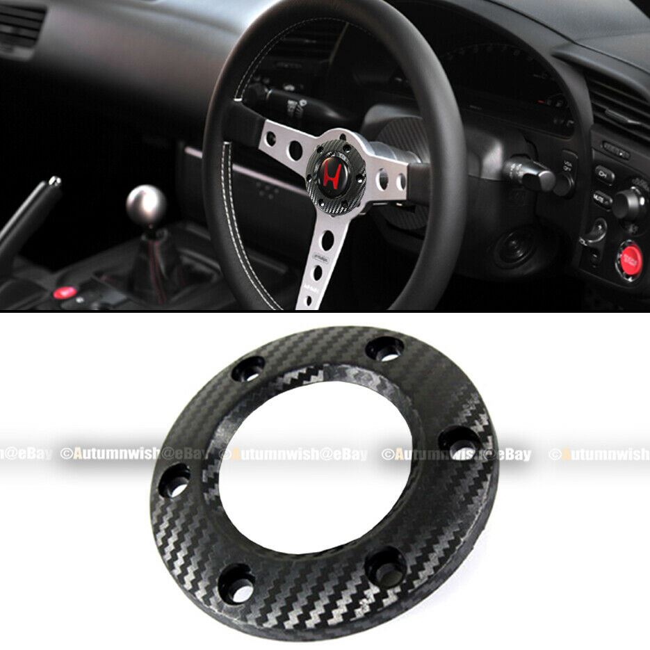 Fit 6 Bolt Pattern Carbon Fiber Painted Steering Wheel Center Horn Button Ring - Autumn Wish Auto Art