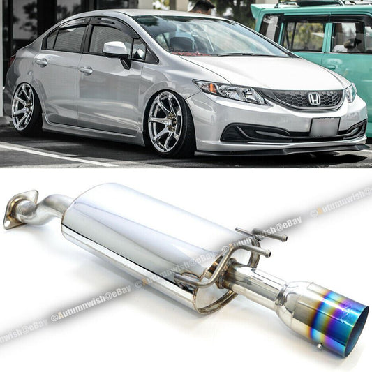 Honda 12-15 Civic SI 2/4DR Stainless Steel Axle back Exhaust Muffler 4" Green Tip - Autumn Wish Auto Art