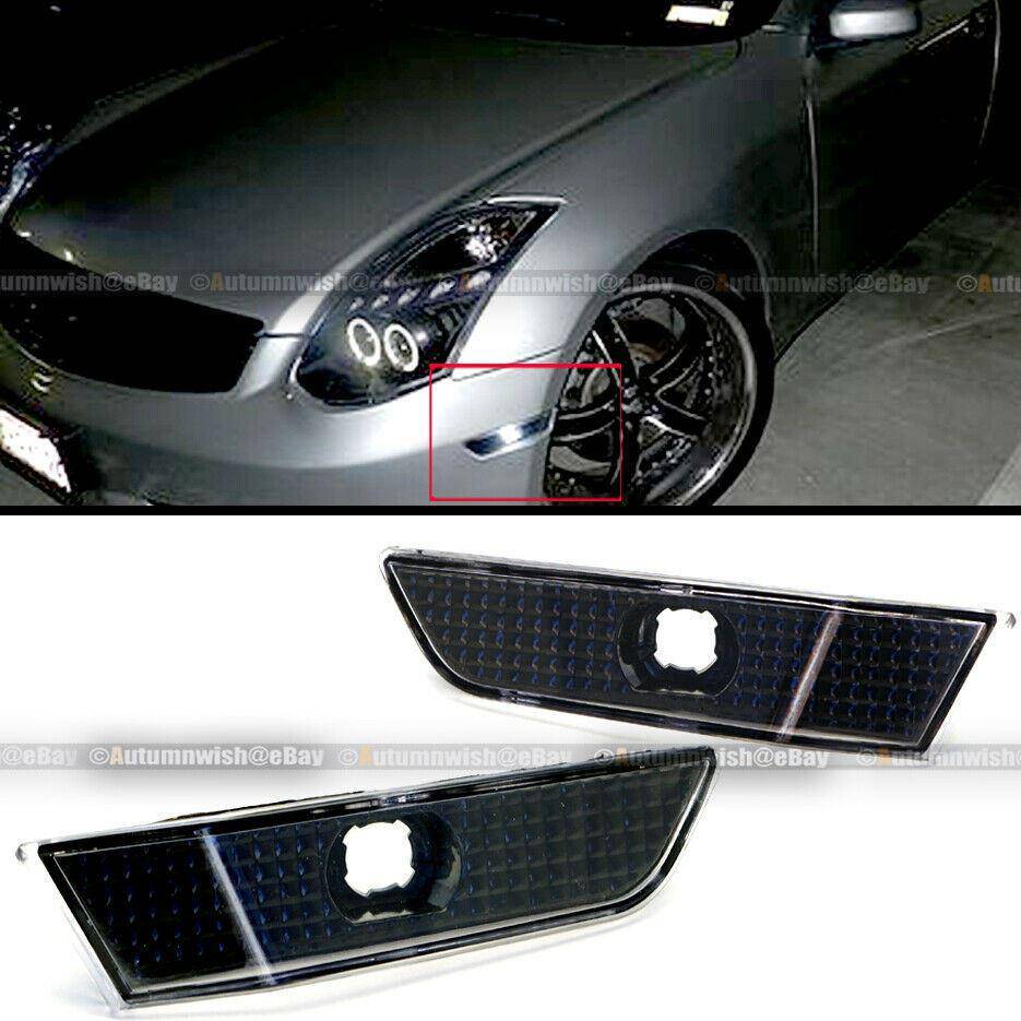 Infiniti G35 03-07 Coupe Diamond Cut Black Housing Clear Bumper Side Marker Lights - Autumn Wish Auto Arts