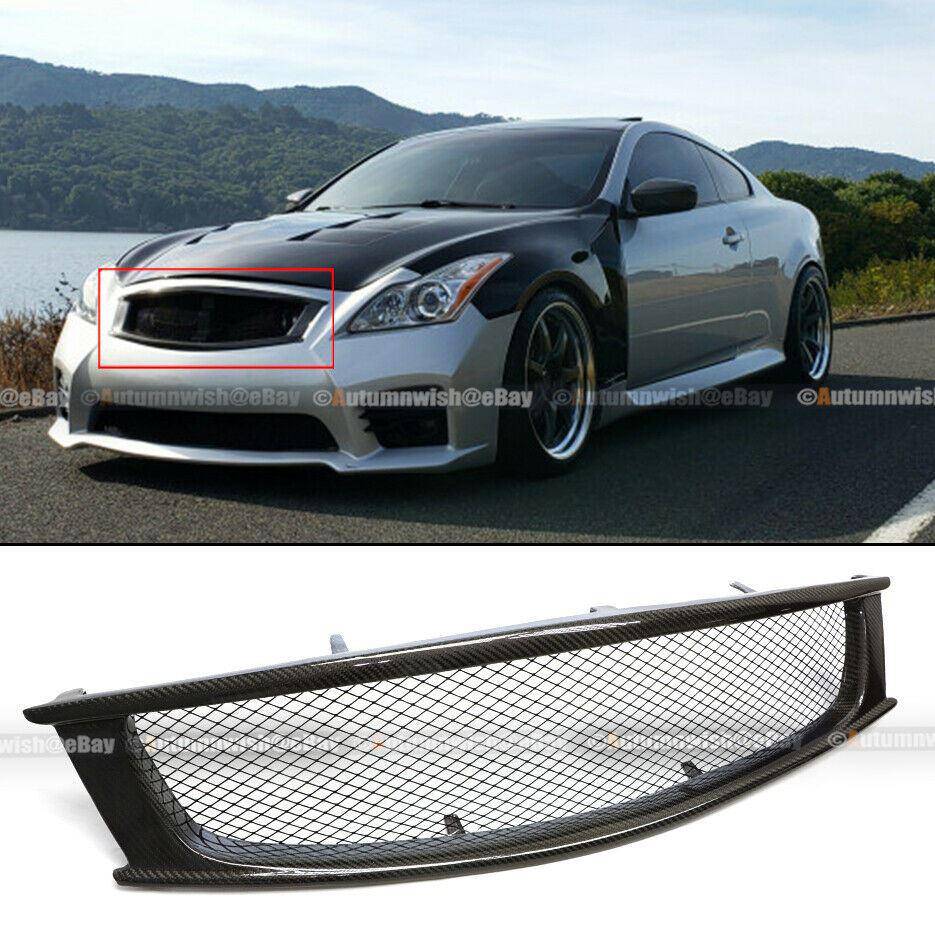 Infiniti G37 08-13 2DR Coupe Badgeless Real Carbon Fiber Bumper Hood Mesh Grille - Autumn Wish Auto Arts