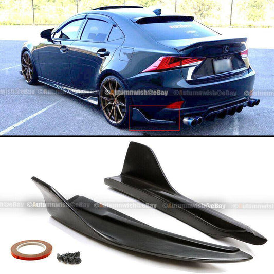 Lexus IS300 IS350 14-20 AM Style Unpainted Black Rear Bumper Corner Aprons Spat - Autumn Wish Auto Arts