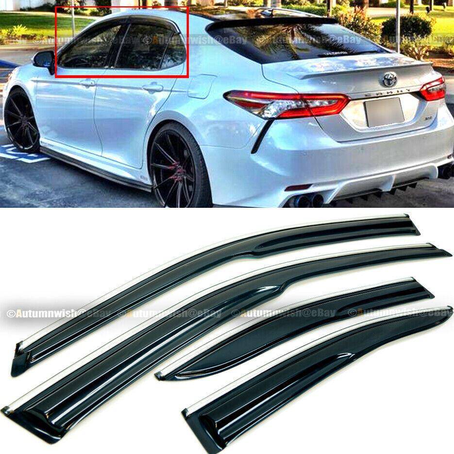 Toyota Camry 18-20 Sport JDM Mugen Style 3D Wavy Chrome Trim Window Visor - Autumn Wish Auto Arts