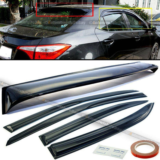 Toyota Corolla 14-18 MU Style Window & Rear Window Roof Visor Spoiler 4 Pieces Combo - Autumn Wish Auto Arts