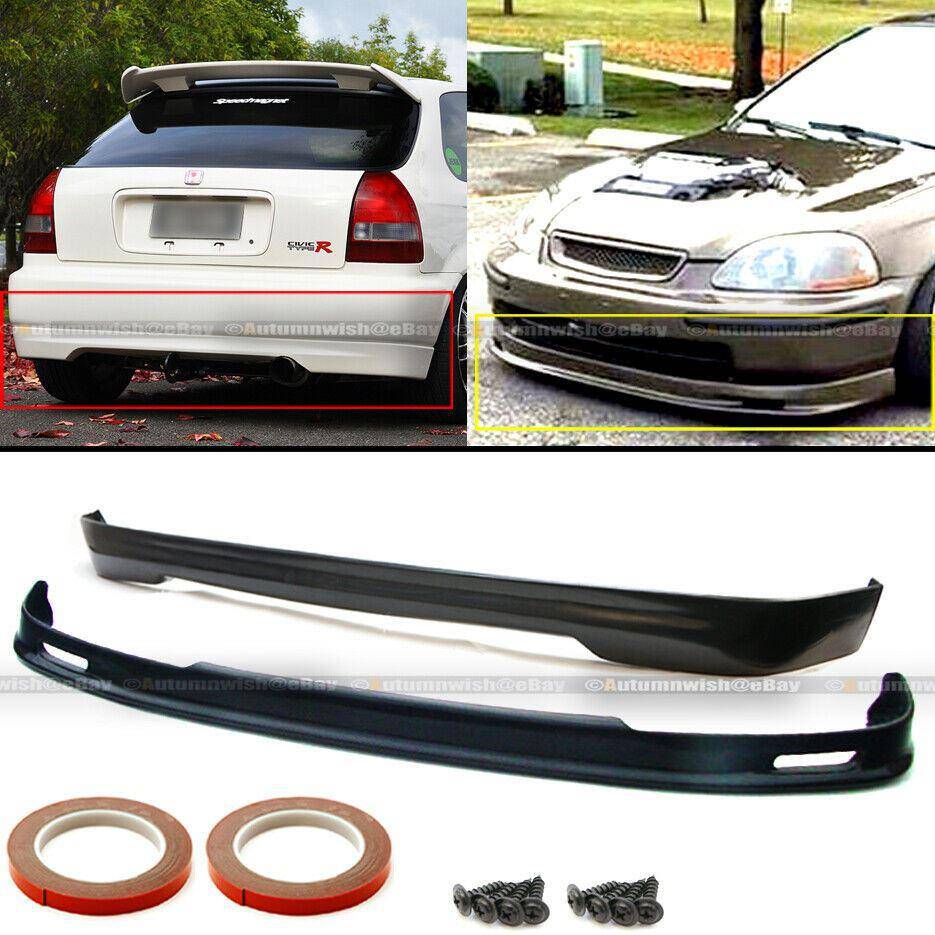 Honda Civic 96-98 EK 3DR Hatchback Mugen Style Front & Rear Bumper Lip Set - Autumn Wish Auto Arts