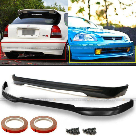 Honda Civic 96-98 EK 3DR Hatchback PU T-R Style Front & Rear Bumper Lip Set - Autumn Wish Auto Arts