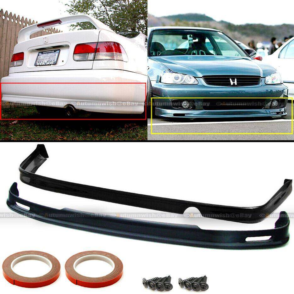 Honda Civic 99-00 2DR 4DR Polyurethane Mugen Style Front & Rear Bumper Lip - Autumn Wish Auto Arts