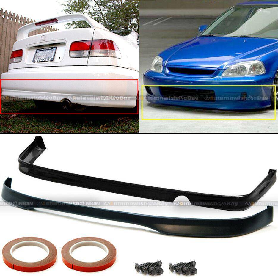 Honda Civic 99-00 2DR 4DR Polyurethane T-R Style Front & Rear Bumper Lip - Autumn Wish Auto Arts