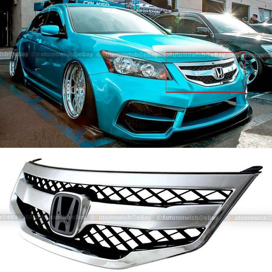 Honda Accord 11-12 4DR Mod Style Honeycomb Bumper Chrome Mesh Grill Grille - Autumn Wish Auto Arts