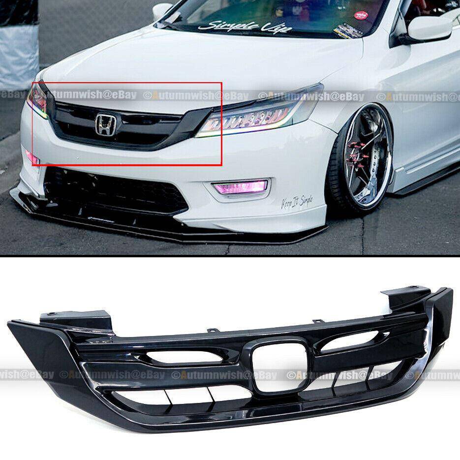 Honda Accord 13-15 4 Door Gloss Black JDM Mod Style Front Bumper Hood Grille - Autumn Wish Auto Arts