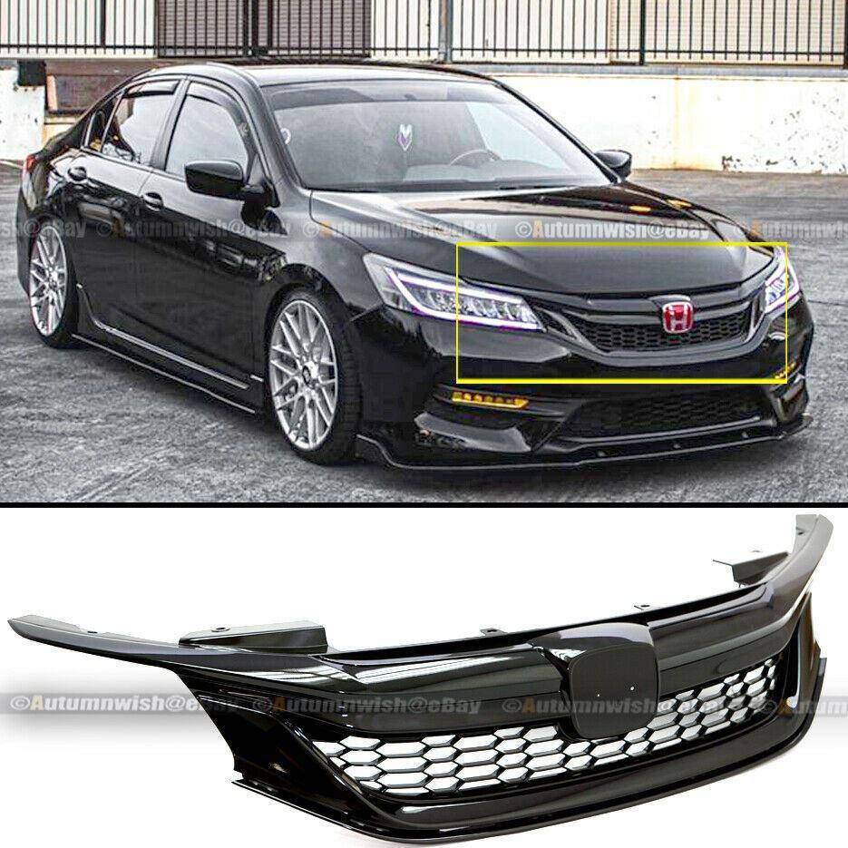 Honda Accord 16-17 9th Generation Semi Glossy Black JDM Sport Style Front Grille - Autumn Wish Auto Arts