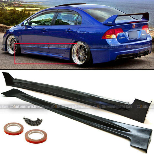 Honda Civic 06-11 4Dr Sedan Unpainted Polyurethane PU MU Style Side Skirt Body kit - Autumn Wish Auto Arts