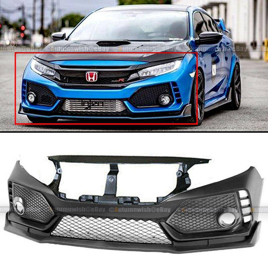 Honda Civic 16-19 10th Type R Style Unpainted Front Bumper Cover Fascia Trim - Autumn Wish Auto Arts