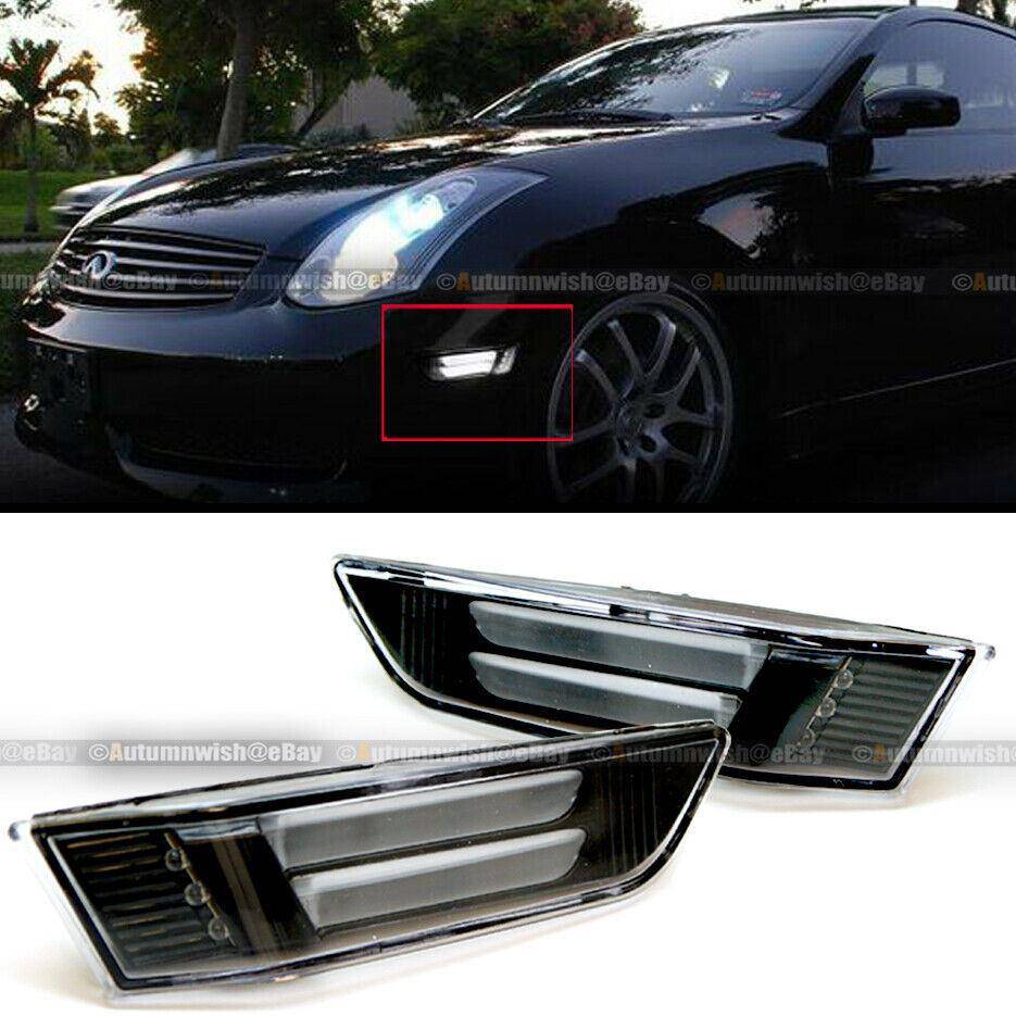 Infiniti G35 03-07 2Dr Coupe Black LED Strip Front Bumper Side Marker Lights - Autumn Wish Auto Arts