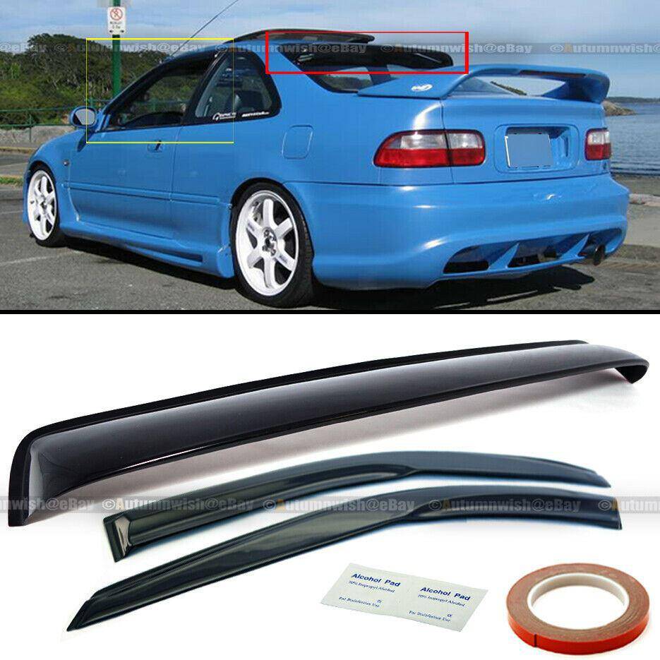 Mugen Style Rear Roof Window Visor Spoiler Wing for 92-95 Honda Civic 2dr Coupe - Autumn Wish Auto Arts