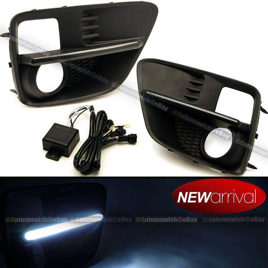 Subaru Impreza WRX 15-16 STI Matte Finish ABS Fog Light cover with Smoke Lens White LED DRL - Autumn Wish Auto Arts