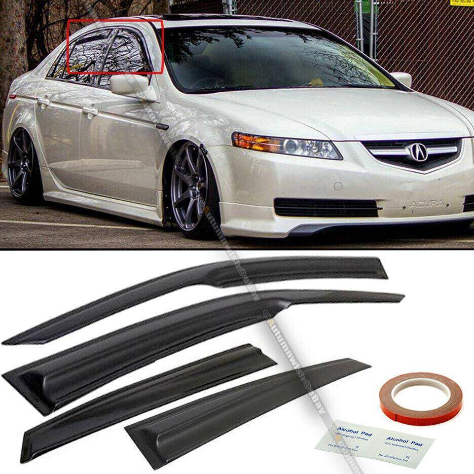 Acura TL 04-08 JDM Mugen Style 3D Wavy Black Tinted Window Visor Vent - Autumn Wish Auto Arts