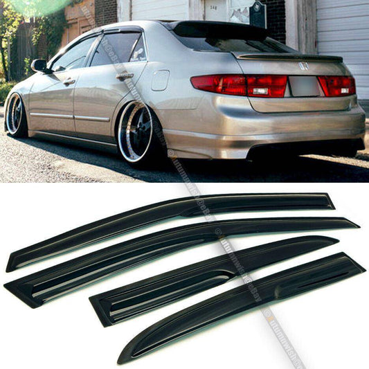 Honda Accord 03-07 4DR Coupe Mugen Style 3D Wavy Black Tinted Window Visor Vent - Autumn Wish Auto Arts