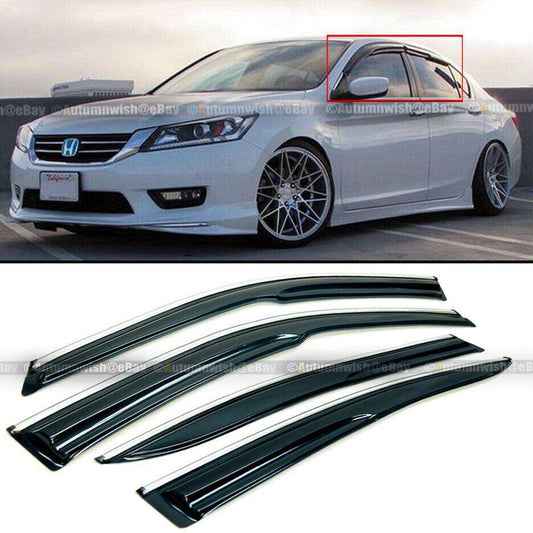 Honda Accord 13-17 4 Door JDM Mugen Style 3D Wavy Chrome Trim Window Visor - Autumn Wish Auto Arts