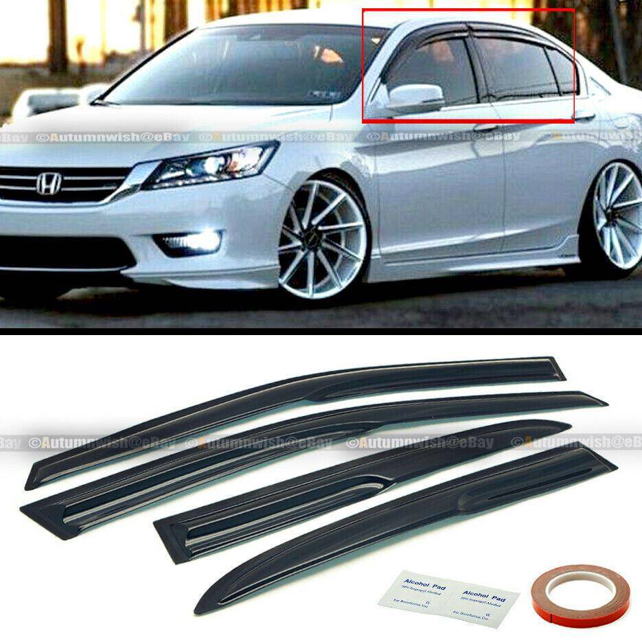 Honda Accord 13-17 JDM Wavy Mugen Style 4 Pieces Tinted Window Visor Guard Vent - Autumn Wish Auto Arts