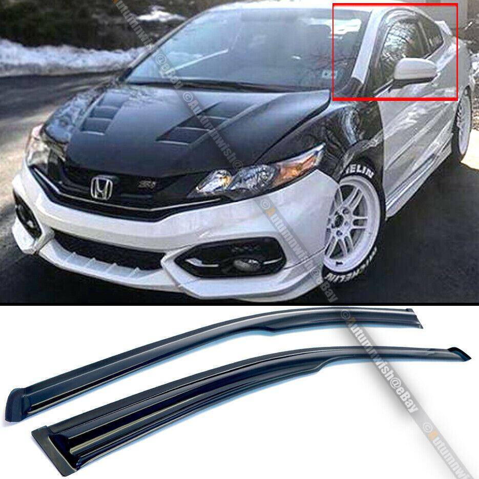 Honda Civic 12-15 2dr Coupe Mugen Style 3D Wavy Black Tinted Window Visor - Autumn Wish Auto Arts