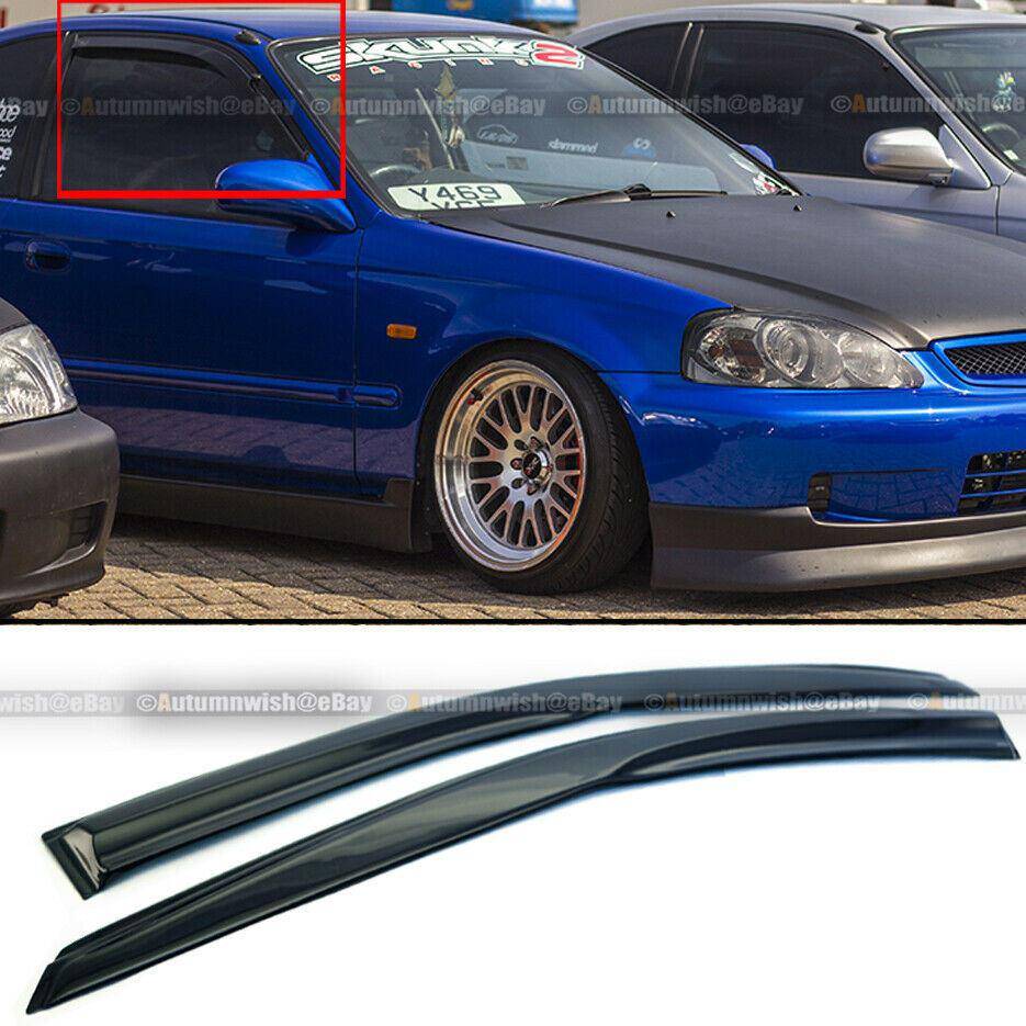 Honda Civic 96-00 2DR Coupe Mugen Style 3D Wavy Black Tinted Window Visor - Autumn Wish Auto Arts