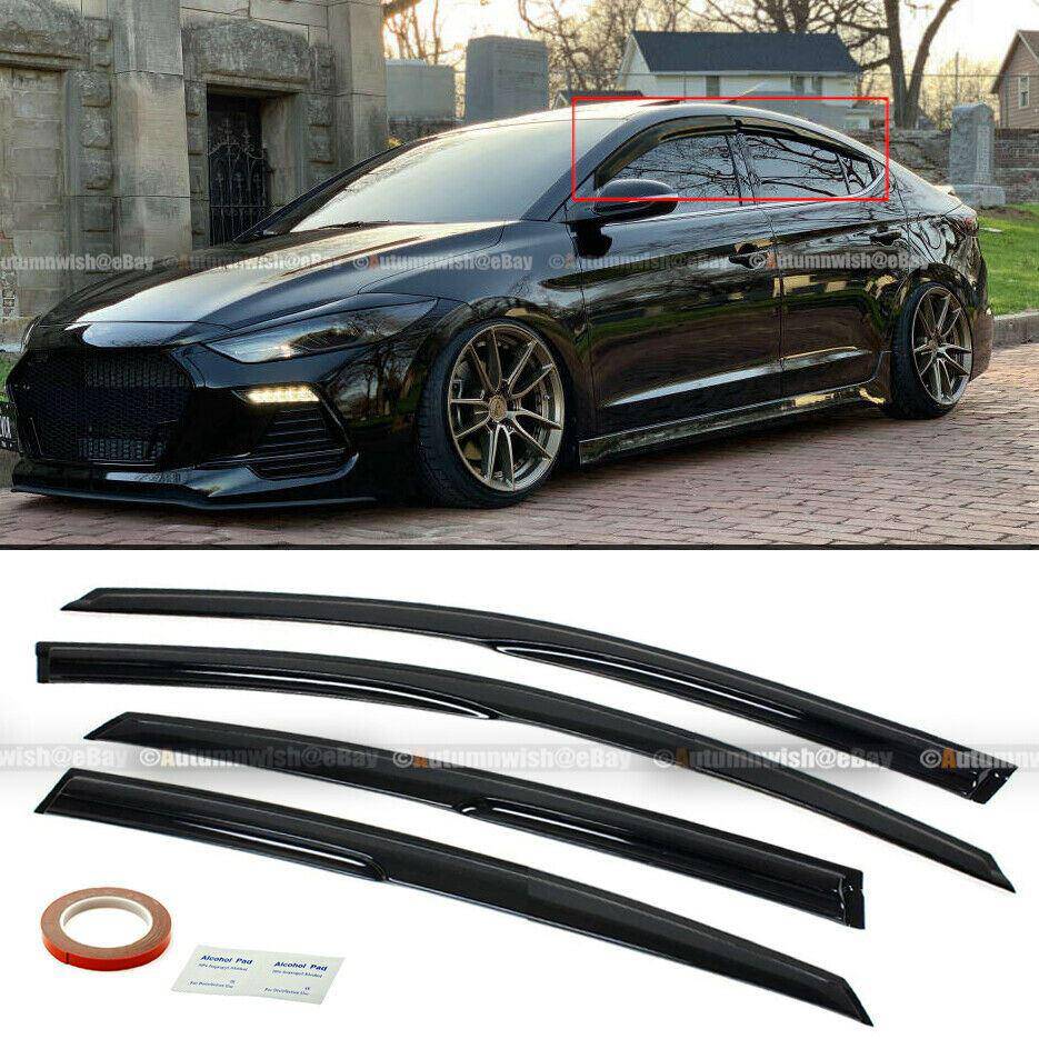 Hyundai Elantra 17-19 VIP K-DM Mugen Style 3D Wavy Window Visor Side Vent Rain Guard - Autumn Wish Auto Arts