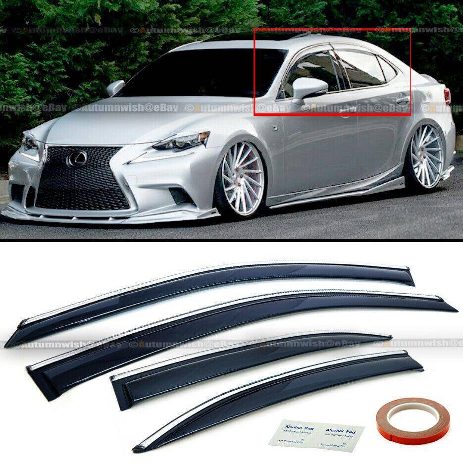 Lexus IS250 IS350 IS200T 14-19 JDM Chrome Trim Tinted Sun Shade Window Visor - Autumn Wish Auto Arts