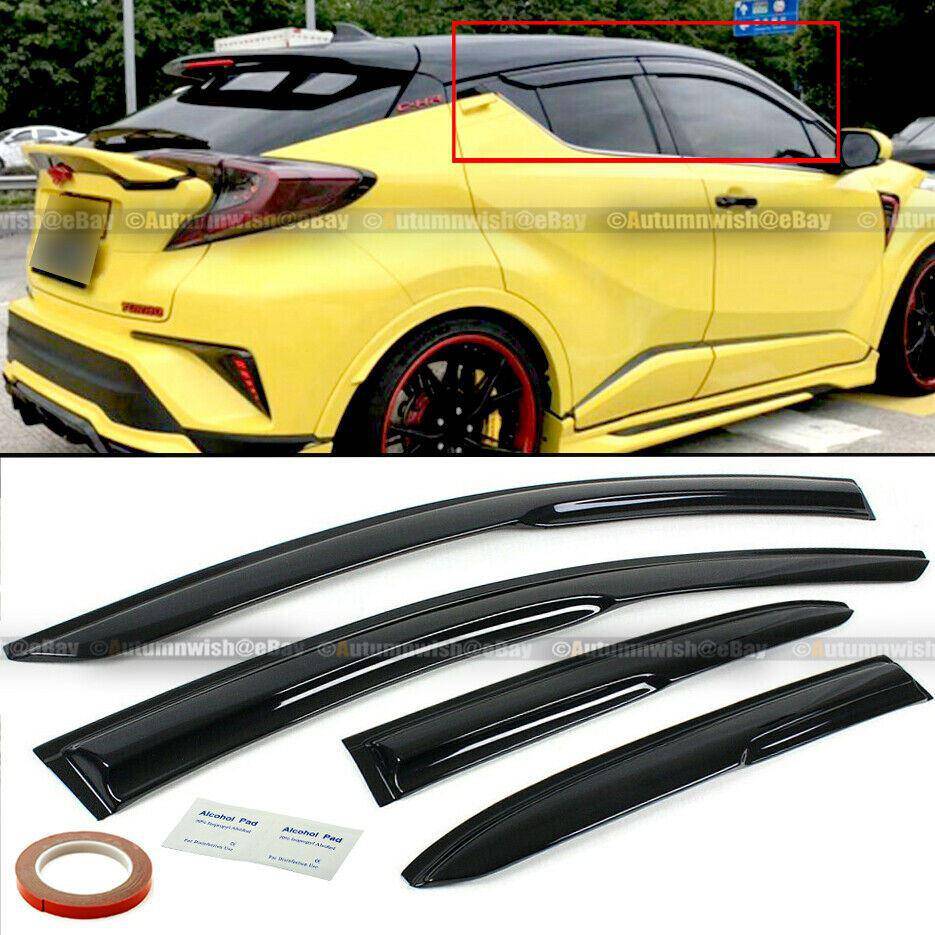 Toyota C-HR CHR 17-21 JDM Mugen Style 3D Wavy Black Tinted Window Visor Vent - Autumn Wish Auto Arts