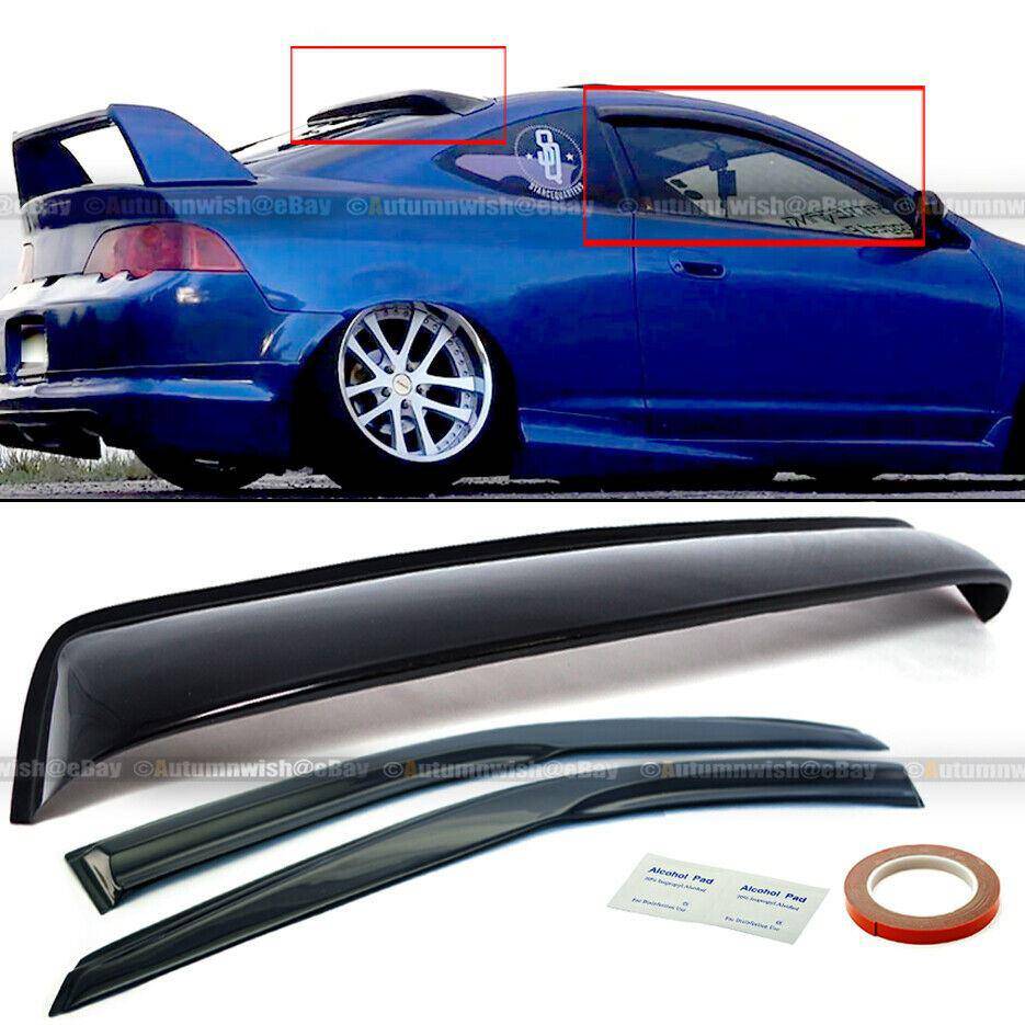 Acura RSX 02-06 DC5 Mu-gen Style 3D Wavy Window Visor & Rear Roof Visor Spoiler - Autumn Wish Auto Arts