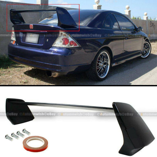 Honda Civic 01-05 2DR EVO Style JDM Unpainted Black Rear High Wing Trunk Spoiler - Autumn Wish Auto Arts