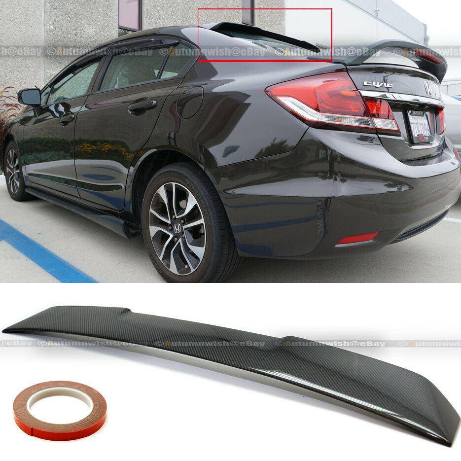 Honda Civic 06-15 4DR H Style Carbon Fiber Rear Window Roof Wing Spoiler Visor - Autumn Wish Auto Arts