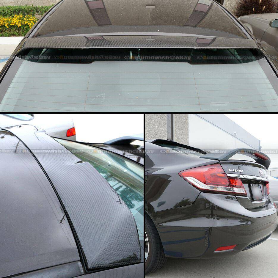 Honda Civic 06-15 4DR H Style Carbon Fiber Rear Window Roof Wing Spoiler Visor - Autumn Wish Auto Arts