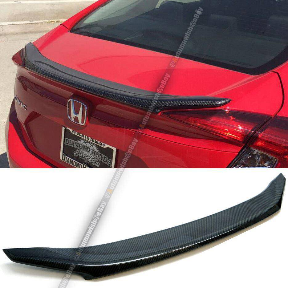 Honda Civic 16-17 4DR JDM OE Style Real Carbon Fiber Rear Trunk Lip Wing Spoiler - Autumn Wish Auto Arts