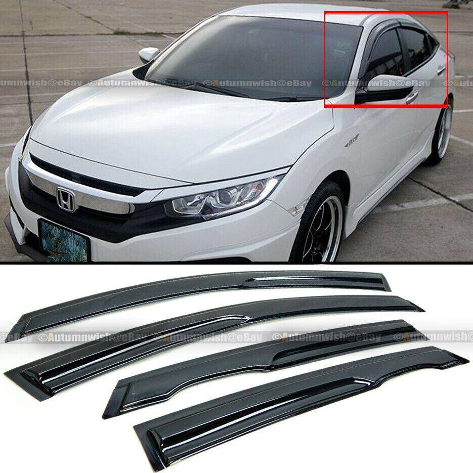 Honda Civic 16-20 4DR Mugen Style Wavy UV Window Visor Vent Shade Sun Rain - Autumn Wish Auto Arts