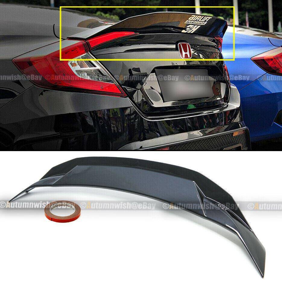 Honda Civic 16-20 4DR Sedan Glossy Black High Kick Duckbill Rear Trunk Wing Spoiler - Autumn Wish Auto Arts