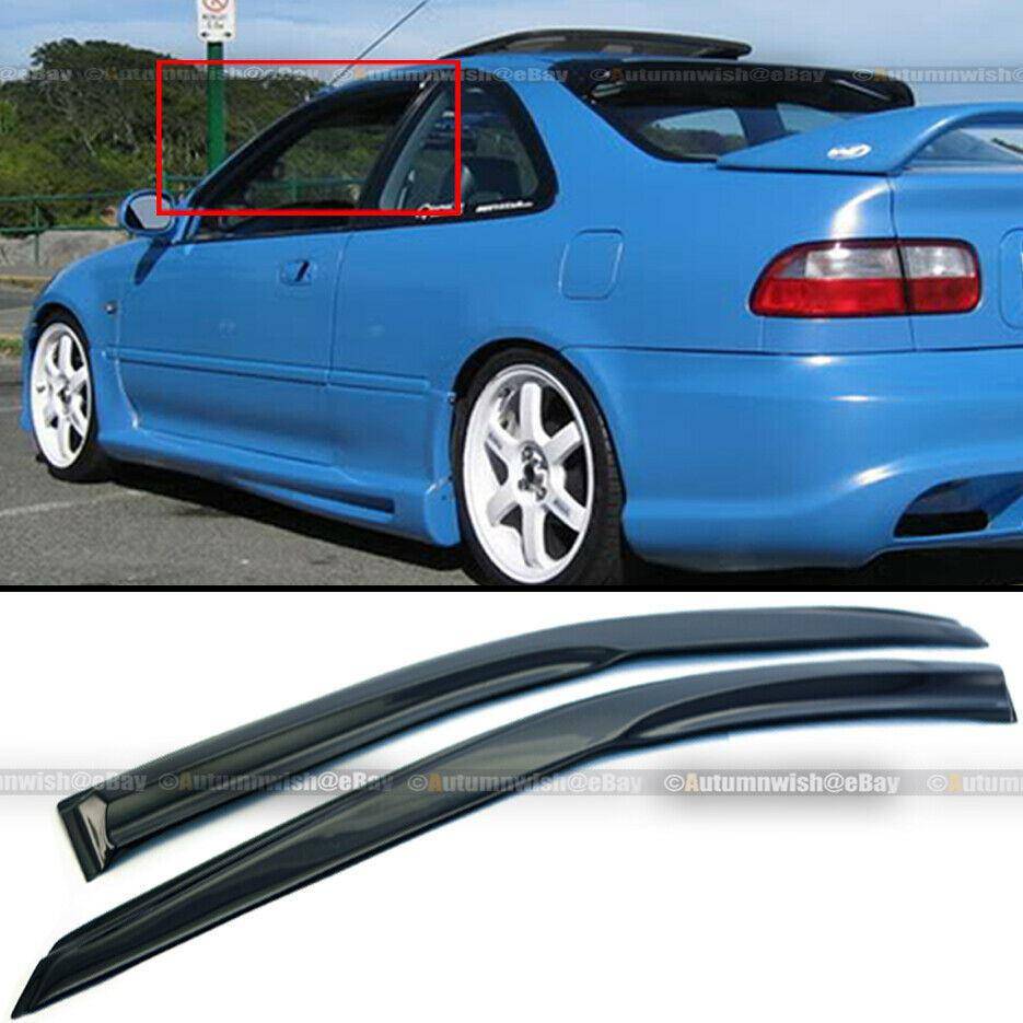 Honda Civic 92-95 2DR 3DR Mugen Style 3D Wavy Black Tinted Window Visor - Autumn Wish Auto Arts