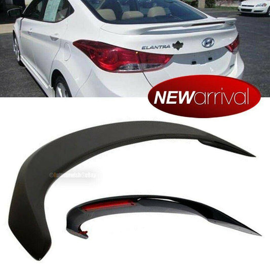 Hyundai Elantra 11-16 Glossy Black Rear Tail Trunk Wing Spoiler With Red LED Light - Autumn Wish Auto Arts