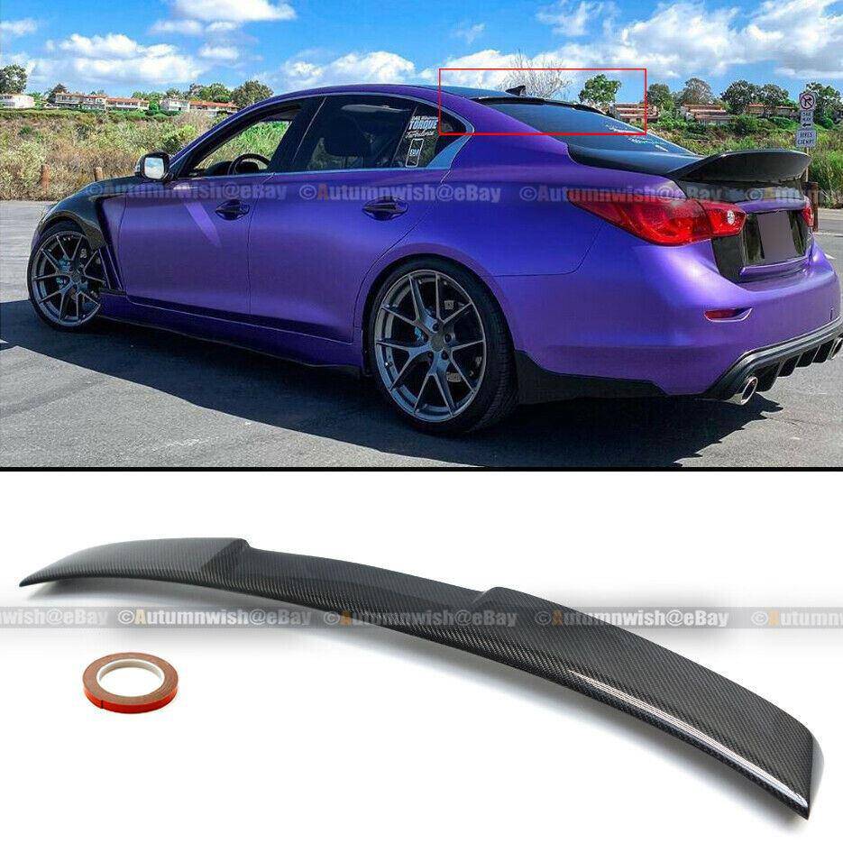 Infiniti Q50 14-20 Glossy Carbon Fiber JDM VIP Style Rear Window Roof Spoiler Wing - Autumn Wish Auto Arts