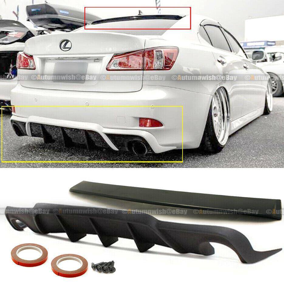 Lexus IS250 IS350 06-12 Unpainted VIP Style Roof Spoiler & W Style Rear Diffuser - Autumn Wish Auto Arts