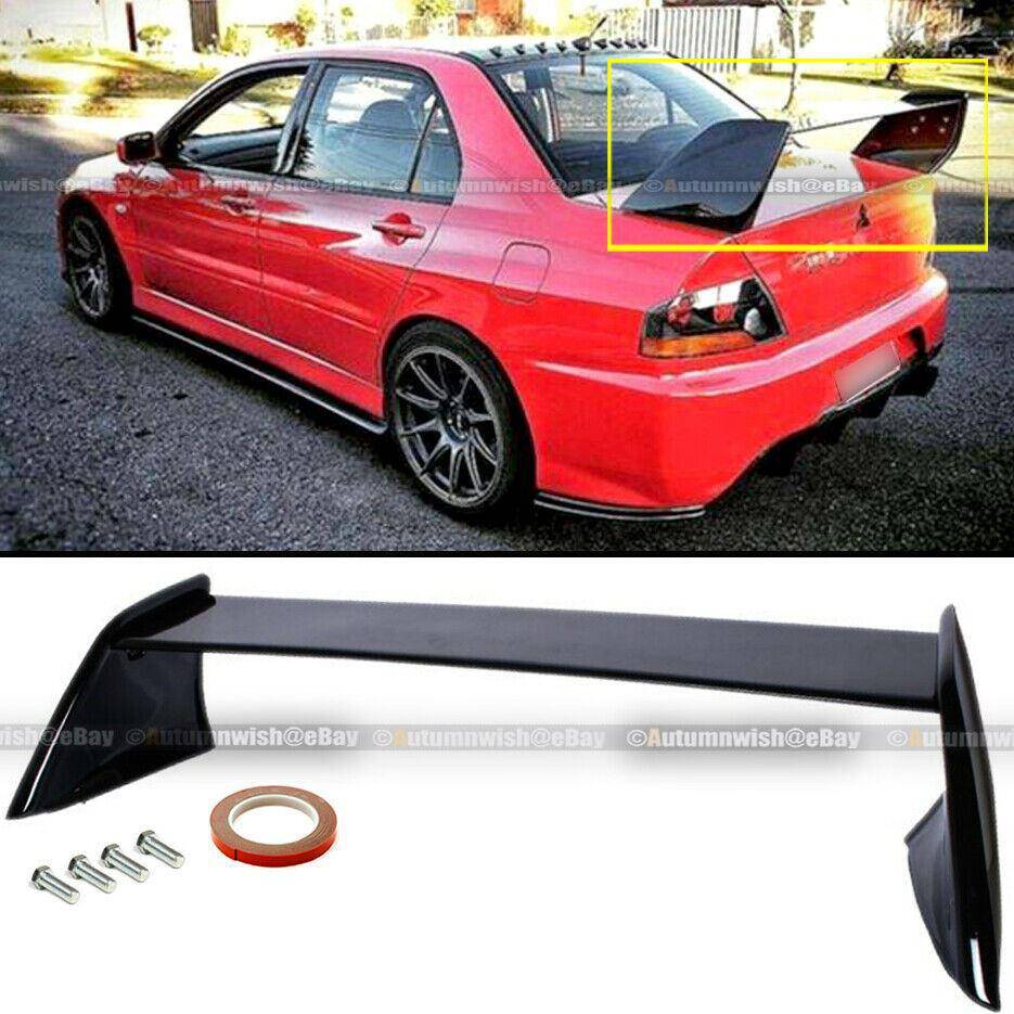 Mitsubishi Lancer Evolution 03-07 EVO 7 8 9 Painted Glossy Black Rear High Wing Trunk Spoiler - Autumn Wish Auto Arts