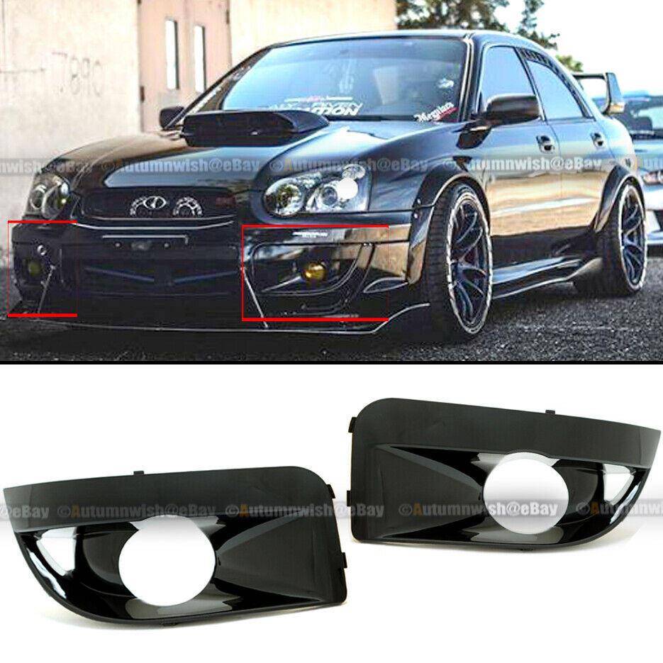 Subaru Impreza WRX 04-05 Pair Black Painted Fog Light Lamp Bezel Bumper Cover Cap - Autumn Wish Auto Arts