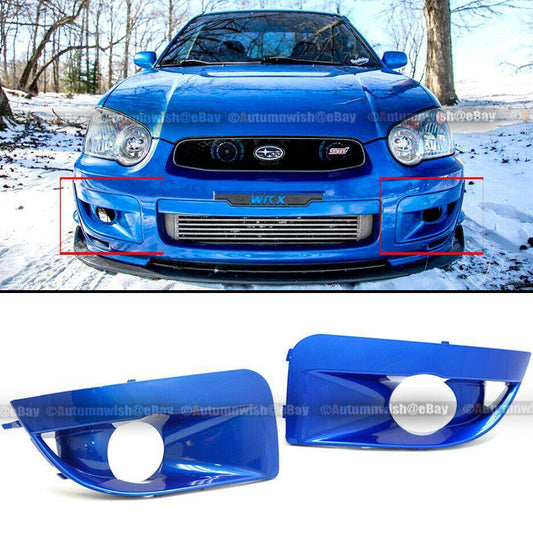 Subaru Impreza WRX 04-05 Pair Blue Painted Fog Light Lamp Bezel Bumper Cover Cap - Autumn Wish Auto Arts