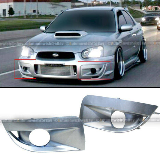 Subaru Impreza WRX 04-05 Pair Silver Painted Fog Light Lamp Bezel Bumper Cover Cap - Autumn Wish Auto Arts