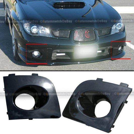 Subaru Impreza WRX 06-07 Pair Black Painted Fog Light Lamp Bezel Bumper Cover Cap - Autumn Wish Auto Arts